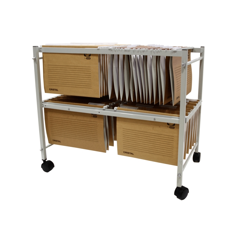 Chariot Extensible pour Dossiers Suspendus Elba Gio - Dimensions 650x760x430mm - Matériau Métal Résistant - Couleur Gris