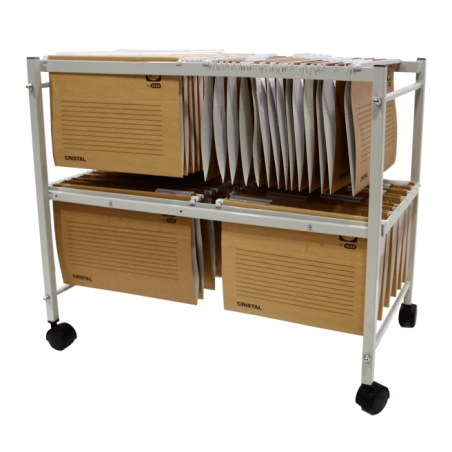 Chariot Extensible pour Dossiers Suspendus Elba Gio - Dimensions 650x760x430mm - Matériau Métal Résistant - Couleur Gris