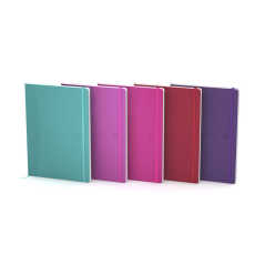 LOT de 5 Carnet cousu Oxford Signature A5 - Couverture en caoutchouc flexible - 80 feuilles unies - Couleurs assorties