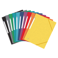 LOT de 10 Oxford Top File + Chemise A4+ Caoutchouc - Couverture Souple - 3 Rabats - Dos 20mm - Couleurs Assorties