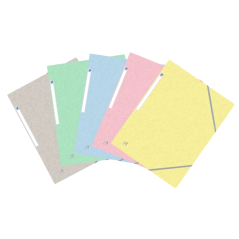 LOT de 10 Chemise Oxford Top File+ Caoutchouc 3 Rabats - Couleurs Pastel - Résistante et Durable - Idéale pour Organiser des Doc