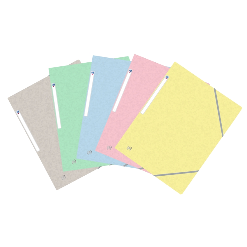 LOT de 10 Chemise Oxford Top File+ Caoutchouc 3 Rabats - Couleurs Pastel - Résistante et Durable - Idéale pour Organiser des Doc