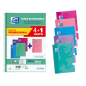 Oxford School Classic Write&Erase Pack 4+1 Fº - Carnet à Spirale - Couverture Extra Rigide - 4x4 avec Marge - 80 Feuilles - Coul