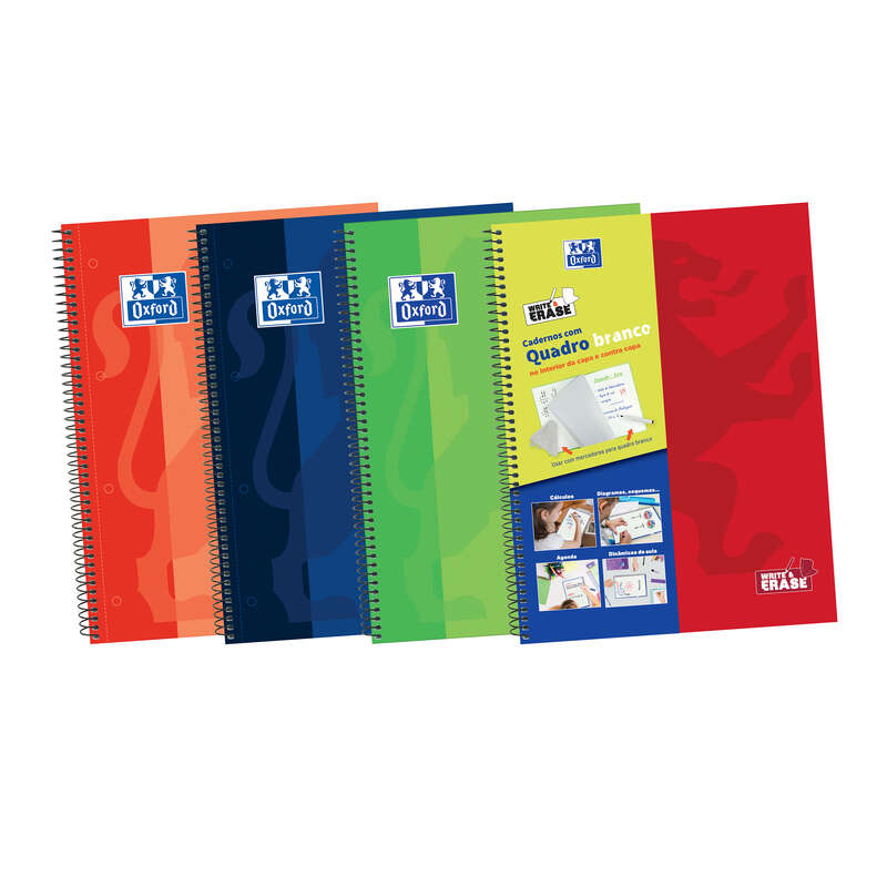 LOT de 5 Oxford School Classic Write&Erase A4+ Europeanbook - Couverture Extra Rigide - 1 Ligne 2M - 100 Feuilles - Couleurs Ass