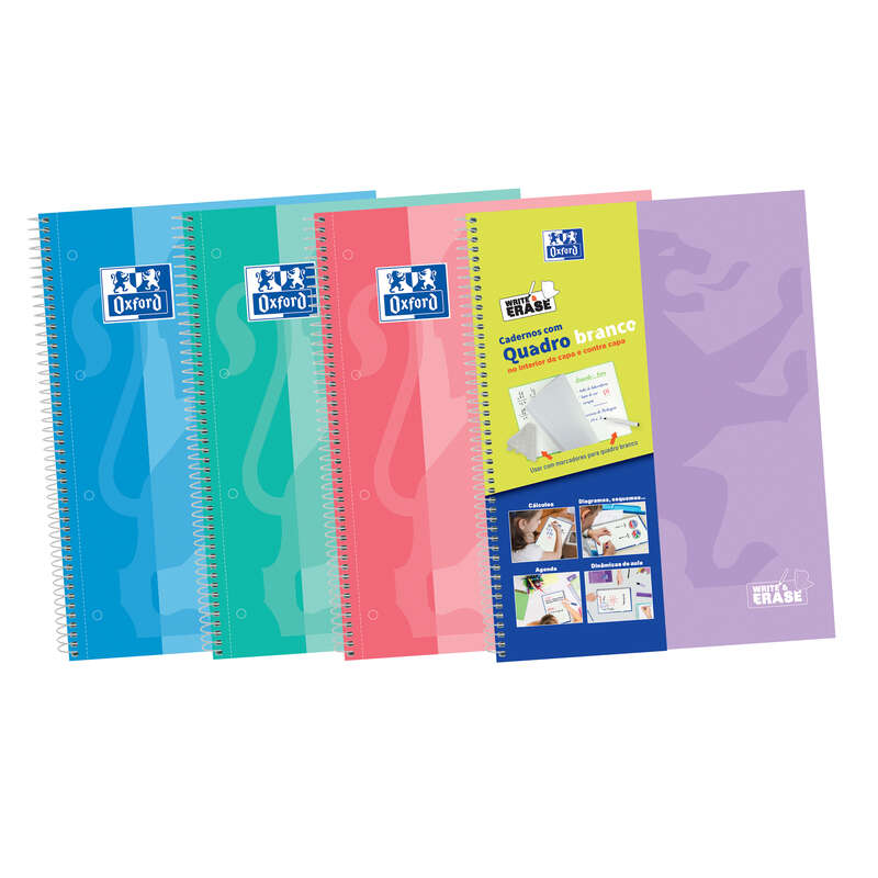 LOT de 5 Oxford School Classic Write&Erase A4+ Europeanbook - Couverture Extra Rigide - 1 Ligne 2M - 100 Feuilles - Couleurs Ass