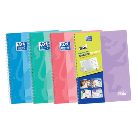LOT de 5 Oxford School Classic Write&Erase A4+ Europeanbook - Couverture Extra Rigide - 1 Ligne 2M - 100 Feuilles - Couleurs Ass