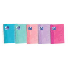 LOT de 5 Oxford School Touch A5+ Europeanbook - Couverture Extra Rigide Résistante - 120 Feuilles 5 Couleurs - Format A5+