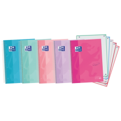 LOT de 5 Oxford School Touch A4+ Europeanbook - Couverture Extra Rigide - 120 Feuilles - Couleurs Assorties