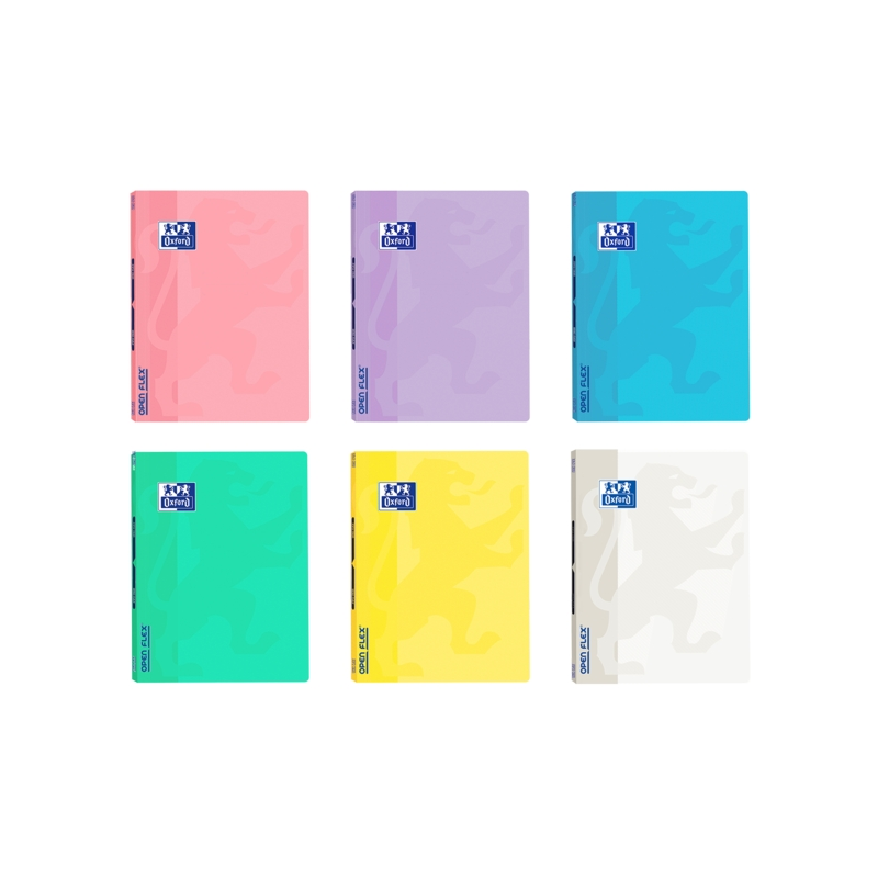 LOT de 10 Oxford School Openflex Write&Erase Carnet agrafé A4 - Couverture plastique robuste - 1 ligne avec 2 marges - 48 feuill