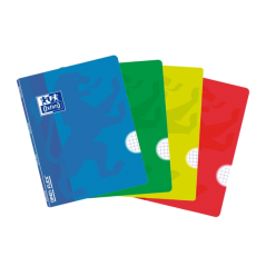 LOT de 10 Oxford School Carnet agrafé Openflex A5 - Couverture plastique robuste - 48 feuilles avec grille 5x5 - 2 marges pour n