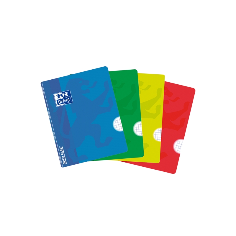LOT de 10 Oxford School Carnet agrafé Openflex A5 - Couverture plastique robuste - 48 feuilles avec grille 5x5 - 2 marges pour n