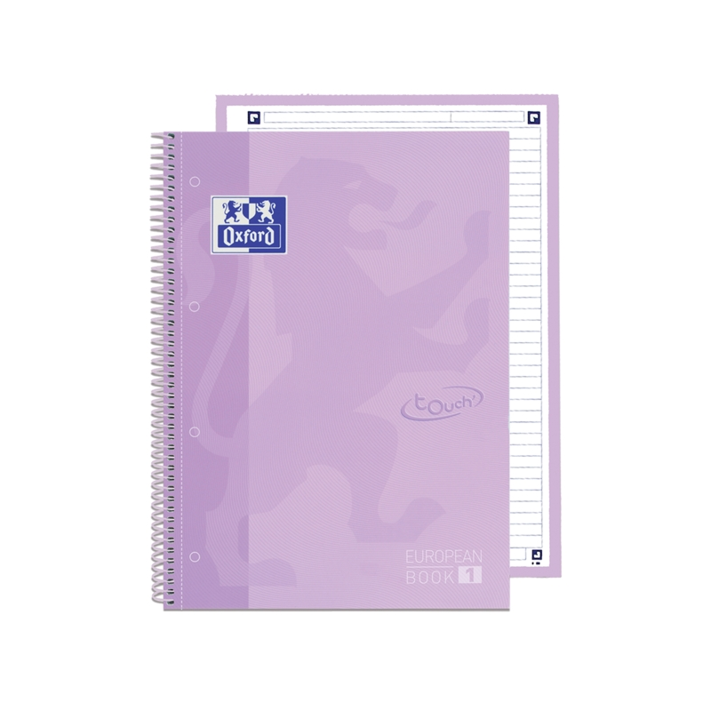 LOT de 5 Oxford School Touch Europeanbook 1 A4+ - Couverture extra-rigide résistante - 1 ligne pour une écriture soignée - 80 fe