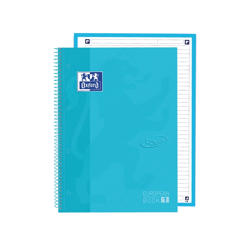 LOT de 5 Oxford School Touch Europeanbook 1 A4+ Couverture Extra Rigide - Format A4+ - Couverture Résistante - 80 Feuilles - Cou