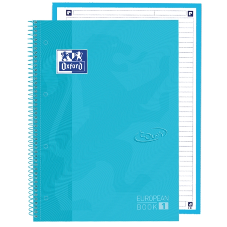 LOT de 5 Oxford School Touch Europeanbook 1 A4+ Couverture Extra Rigide - Format A4+ - Couverture Résistante - 80 Feuilles - Cou