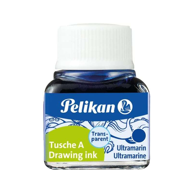 Pelikan China Ink 523 10ml N.9 - 10ml - Résistante à l'eau - Idéale pour le dessin et la calligraphie - Couleur Bleu Outremer