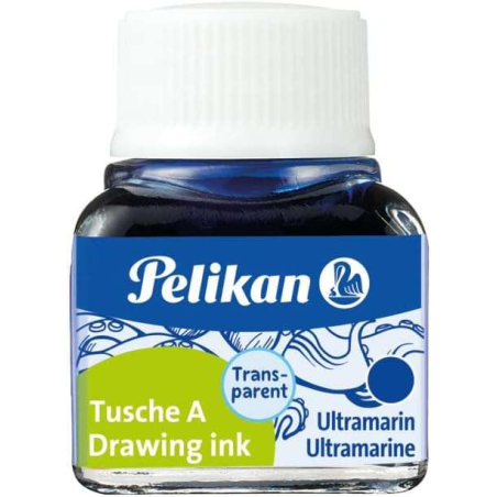 Pelikan China Ink 523 10ml N.9 - 10ml - Résistante à l'eau - Idéale pour le dessin et la calligraphie - Couleur Bleu Outremer