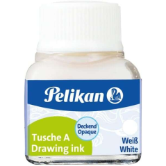 Encre de Chine Pelikan 523 10 ml N.18 - 10 ml - Résistante à l'eau - Séchage rapide - Couleur blanche