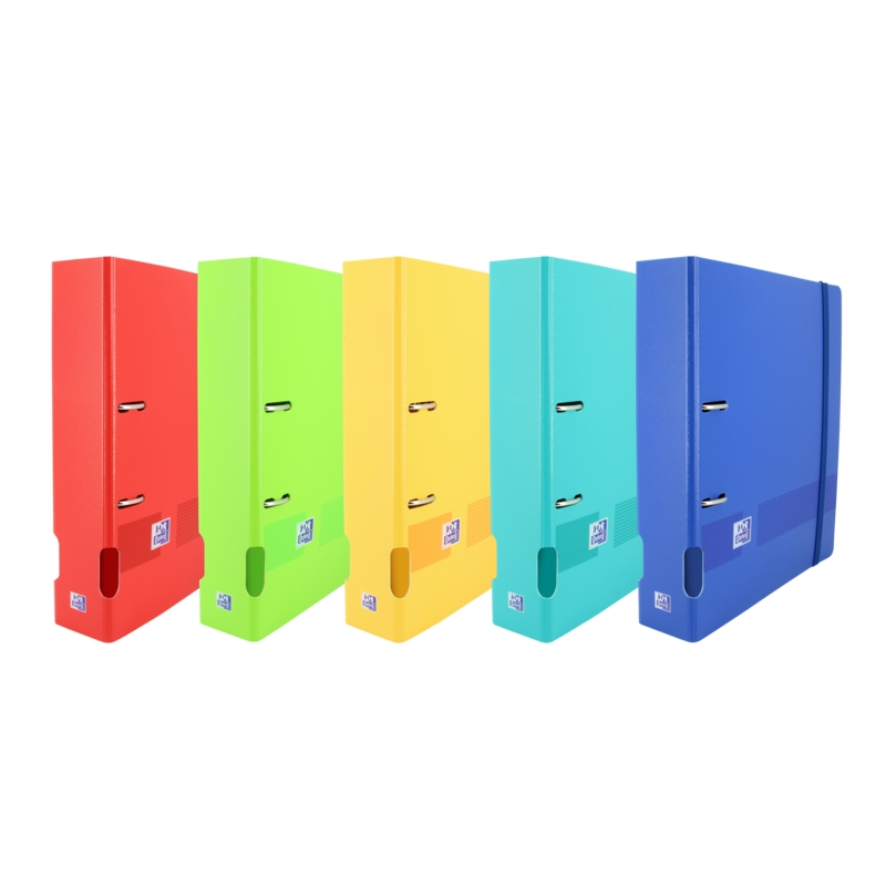 LOT de 5 Oxford Live & Go Classeur A4+ en plastique polyfoam – Couverture robuste – Levier de dos 70 mm – Couleurs assorties