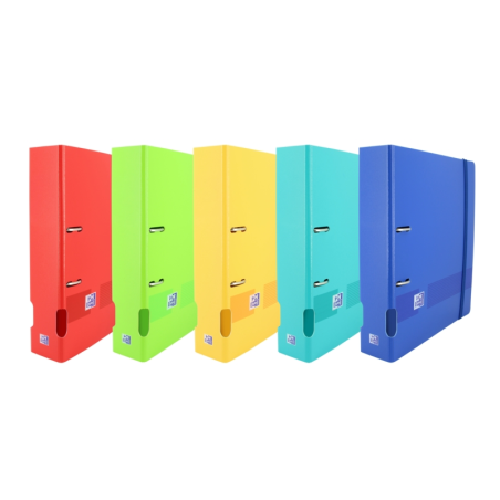 LOT de 5 Oxford Live & Go Classeur A4+ en plastique polyfoam – Couverture robuste – Levier de dos 70 mm – Couleurs assorties