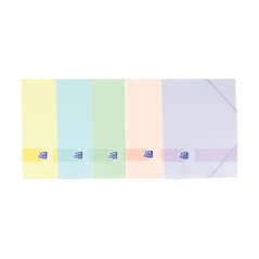 LOT de 10 Chemise Oxford Live & Go A4+ en caoutchouc - Couverture plastique opaque - 3 rabats - Dos 30 mm - Couleurs assorties