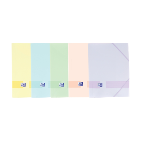 LOT de 10 Chemise Oxford Live & Go A4+ en caoutchouc - Couverture plastique opaque - 3 rabats - Dos 30 mm - Couleurs assorties