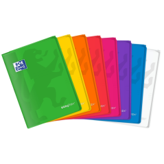LOT de 10 Carnet agrafé Oxford Easybook A4 - Couverture plastique robuste - 1 ligne avec 2 marges - 48 feuilles de papier de hau