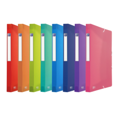 LOT de 10 Dossier de projet Oxford Urban A4 - Couverture plastique translucide - 3 rabats fixes - Dos 25 mm - Couleurs assorties