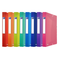 LOT de 10 Dossier de projet Oxford Urban A4 - Couverture plastique translucide - 3 rabats fixes - Dos 40 mm - Couleurs assorties