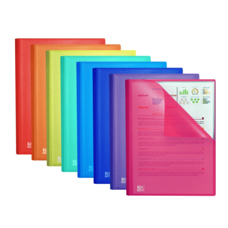 LOT de 10 Chemise Oxford Urban A4 à pochettes soudées - Couverture plastique translucide - 30 pochettes - Couleurs assorties