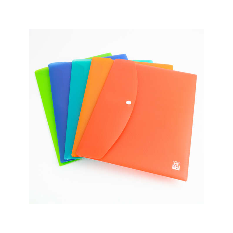 LOT de 5 Chemise en plastique rigide translucide Oxford Urban - Enveloppe avec fermoir - Résistante et durable - Couleurs assort
