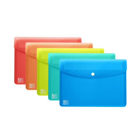 LOT de 5 Chemise en plastique rigide translucide Oxford Urban A6 - Enveloppe avec clip - Format A6 - Couleurs assorties