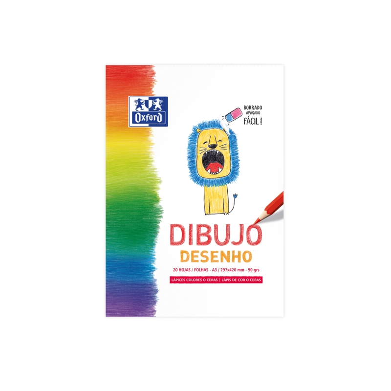 LOT de 5 Oxford Bloc Collé Dessin/Loisirs Enfant A3 - Couverture Souple/Dos Rigide - 20 Feuilles 90gr - Idéal pour Dessiner et C