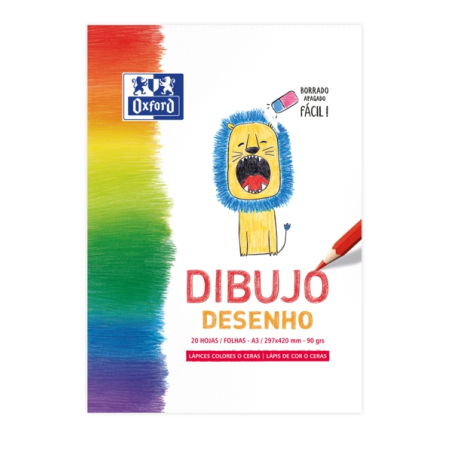 LOT de 5 Oxford Bloc Collé Dessin/Loisirs Enfant A3 - Couverture Souple/Dos Rigide - 20 Feuilles 90gr - Idéal pour Dessiner et C
