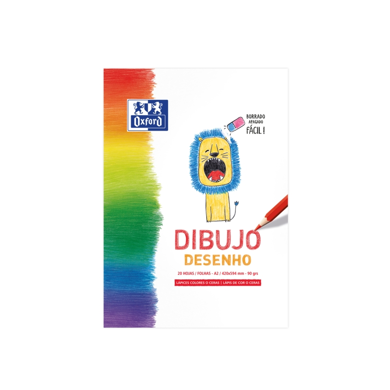 LOT de 5 Oxford Bloc Dessin/Loisirs Collé Enfant A2 - Couverture Souple/Dos Rigide - 20 Feuilles - 90gr