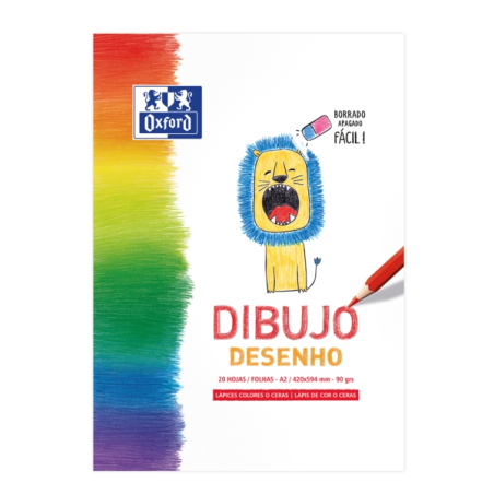 LOT de 5 Oxford Bloc Dessin/Loisirs Collé Enfant A2 - Couverture Souple/Dos Rigide - 20 Feuilles - 90gr