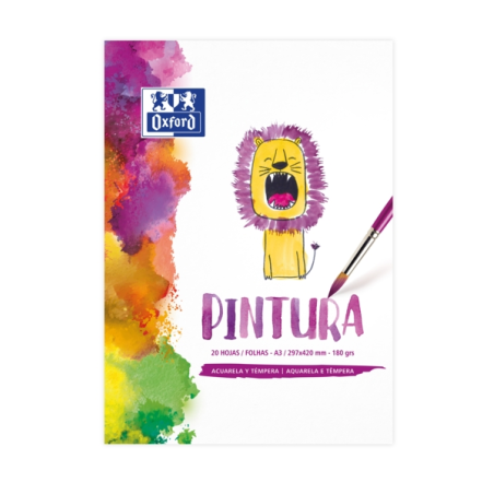 LOT de 5 Oxford Bloc Collé Peinture/Loisirs Enfant A3 - Couverture Souple/Dos Rigide - 20 Feuilles - 180gr