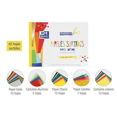 Oxford Crafts Bloc collé Papiers assortis A4+ – Couverture souple – 42 feuilles – Idéal pour les projets créatifs