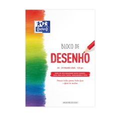 LOT de 5 Bloc Collé à Dessin Oxford School A4 - Couverture Souple/Couverture Arrière Rigide - 24 Feuilles 120gr - Papier Lisse