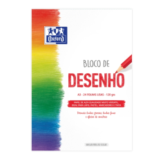 LOT de 5 Bloc Collé à Dessin Oxford School A3 - Couverture Souple/Couverture Arrière Rigide - 24 Feuilles 120gr - Papier Lisse