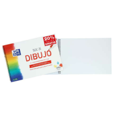 LOT de 5 Oxford Spiral School Bloc Dessin A4+ Format Lisse - 20 Feuilles Microperforées 130gr Couleur Naturelle - Papier Surface