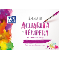 LOT de 5 Oxford School Painting Enveloppe A4 pour Aquarelle et Tempéra - 6 Feuilles de 300gr - Idéal pour les Projets Scolaires