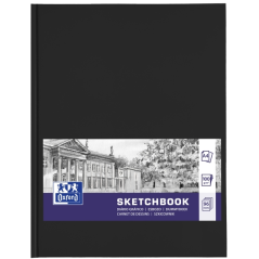 Carnet de croquis Oxford - Format A4 - 48 feuilles de papier 100 g - Résistant à l'effacement - Noir