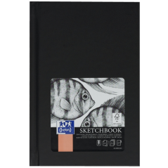 LOT de 5 Oxford Artbooks Carnet de Croquis Cousu A6 - Couverture Extra Rigide Résistante - 96 Feuilles de 100gr - Couleur Noir