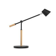 Lampe de bureau LED Unilux Vicky - 3 niveaux de luminosité - Port USB - Interrupteur tactile - Bois de hêtre - Noir