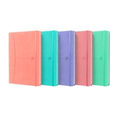 LOT de 5 Carnet Oxford Signature Cousu Couverture Extra Rigide A5 - 80 Feuilles - Couverture Résistante - 1 Ligne - Couleurs Ass