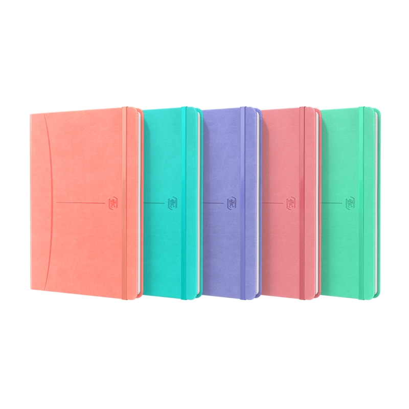 LOT de 5 Carnet Oxford Signature Cousu Couverture Extra Rigide A5 - 80 Feuilles - Couverture Résistante - 1 Ligne - Couleurs Ass