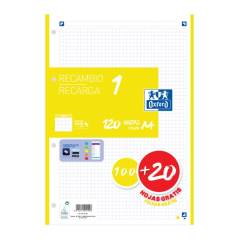 LOT de 13 Recharge Oxford School A4 - 5x5 - 100+20 Feuilles - Jaune