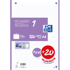 LOT de 13 Recharge Oxford School A4 - 5x5 - Promotion 100+20 Feuilles - Couleur Lilas