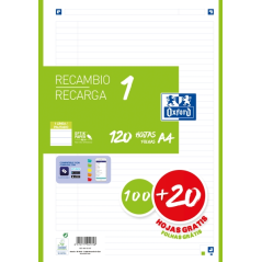 LOT de 13 Recharge Oxford School A4 - 1 Ligne - 100+20 Feuilles - Couleur Vert