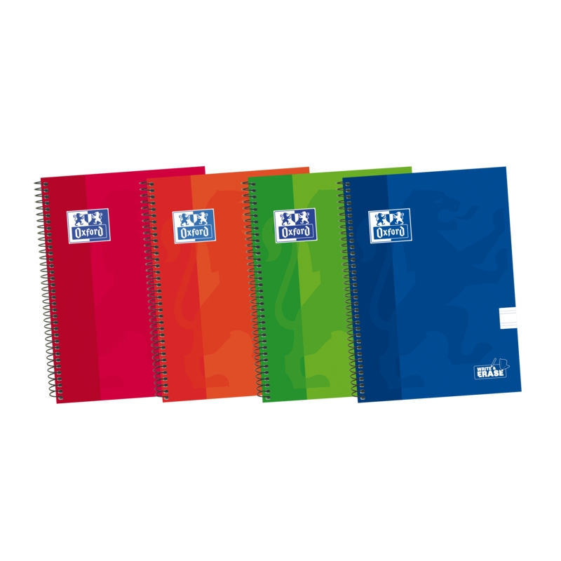 LOT de 5 Oxford School Classic Write&Erase 4ème carnet à spirale – Couverture extra rigide et résistante – Règle de 2,5 mm avec